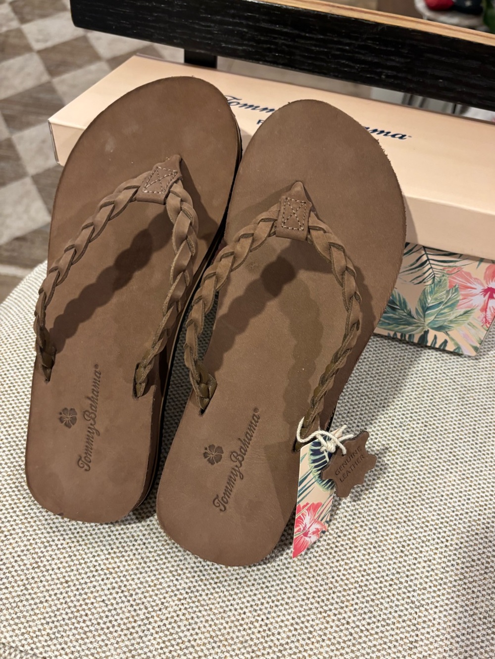 Women's Tommy Bahama Braided Strap Brown Elliot Flip Flop Sandals - Size 7 1/2 - Picture 9 of 12